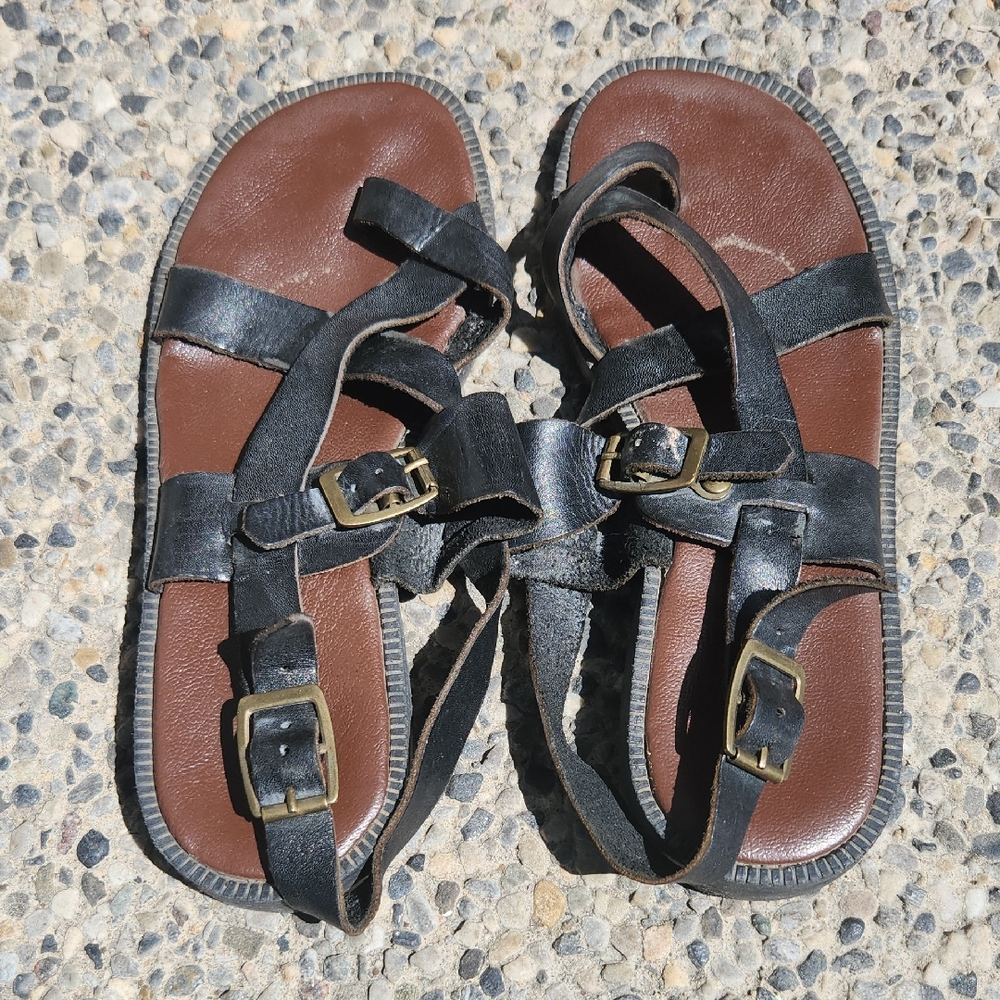 Black and Brown Leather Sandals